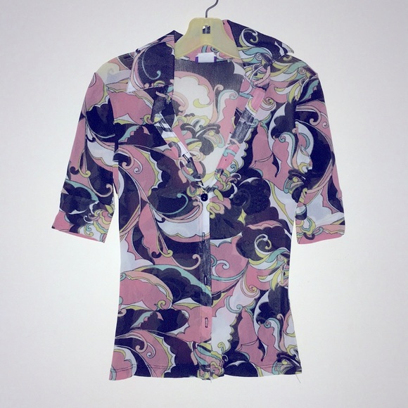 579 Tops - RETRO circa 1994 NWOT 579 flower print petite shirt/blouse-XS